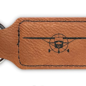 152 Keychain / Rectangle Leatherette / Laser Engraved / Choose Color / Personalize -  aircraft airplane - DD001