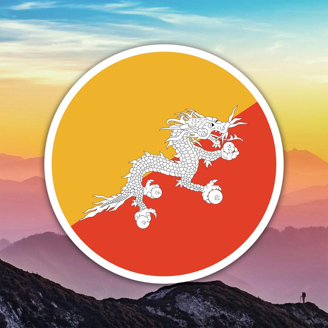 Round Bhutanese Flag Sticker Decal / Die Cut / Many Sizes ...