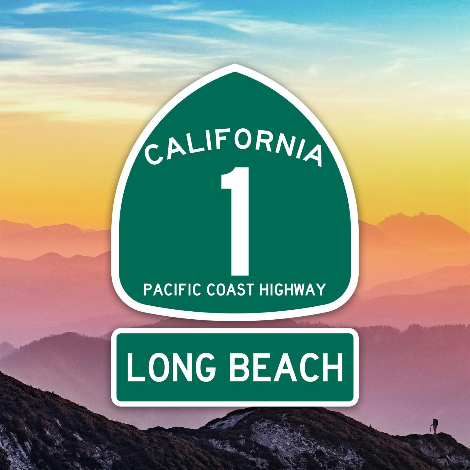 PCH 1 Long Beach Sign Sticker Decal / Die Cut / Many Sizes ...