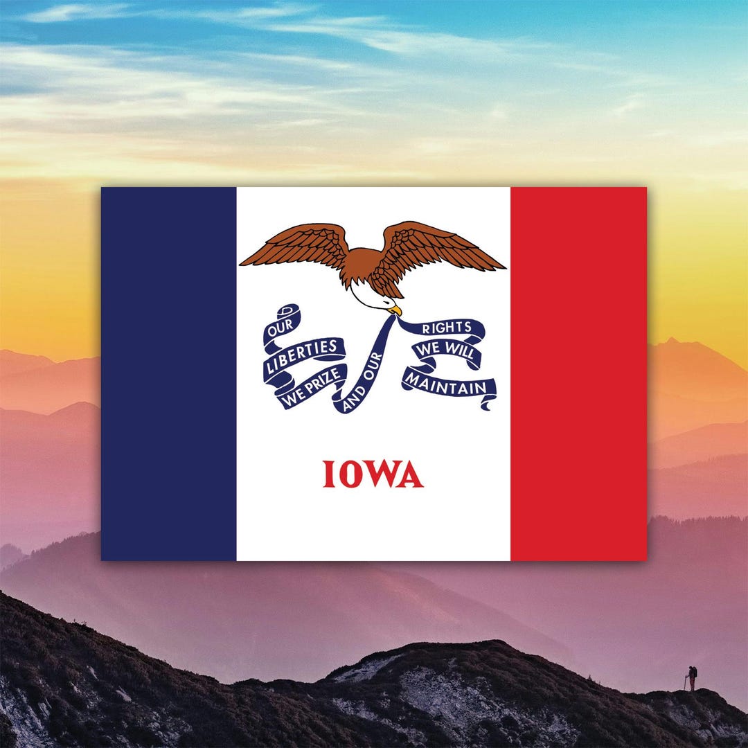 Iowa Flag Map Sticker Iowa Flag Sticker Decal / Die Cut / Many Sizes / Weatherproof / Made in ...