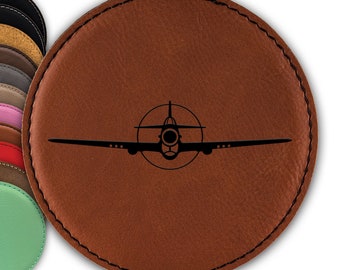 P-40 Warhawk Coaster / Laser Engraved Leatherette Round Coasters / Choose Color / Customize / p40 fighter ground attack aircraft / DD-0120