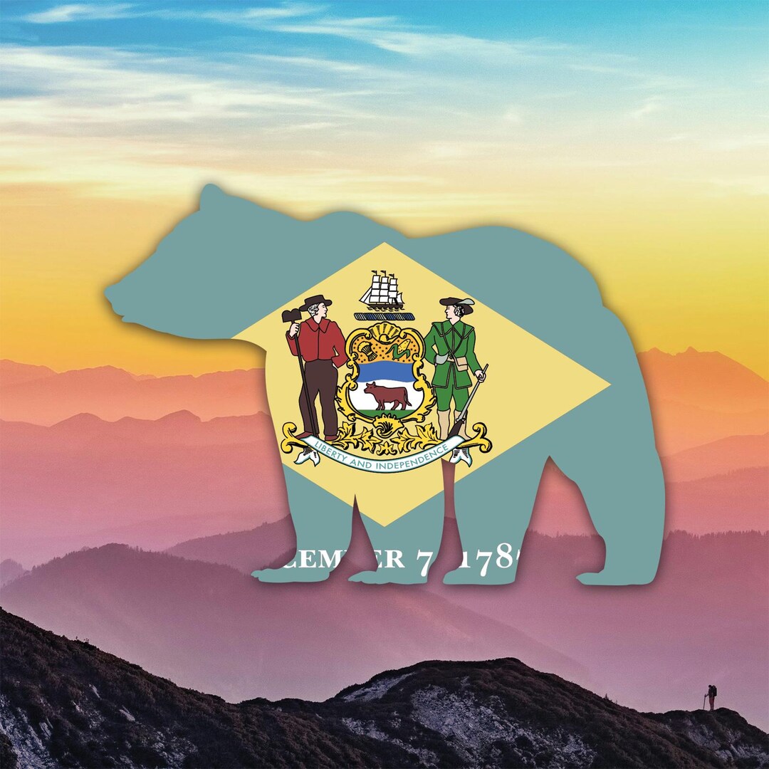 Delaware Bear Shaped Flag Sticker Decal / Die Cut / Many Sizes ...