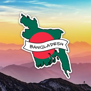 Bangladeshi Shaped Bangladesh Flag Sticker Decal / Die Cut / Many Sizes / Weatherproof / Made in USA