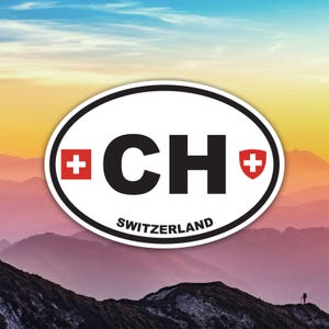 Code du pays suisse euro CH v2 Sticker / Découpe / Plusieurs tailles / Résistant aux intempéries / Fabriqué aux États-Unis