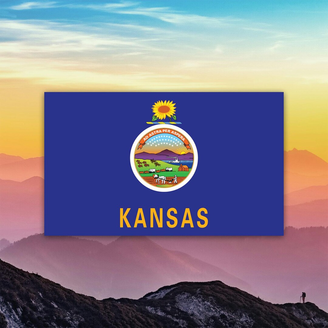 Kansas Flag Sticker Decal / Die Cut / Many Sizes / Weatherproof / Made ...