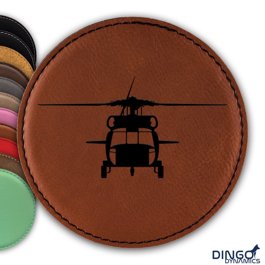 UH-60 Blackhawk Coaster / Laser Engraved Leatherette Round
