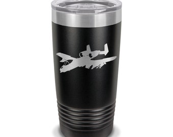 A-10 Thunderbolt II Angled Tumbler / 20 or 30 oz / Choose Color / Polar Camel / Vacuum Insulated / a10 attack aircraft warthog hog / DD-0142