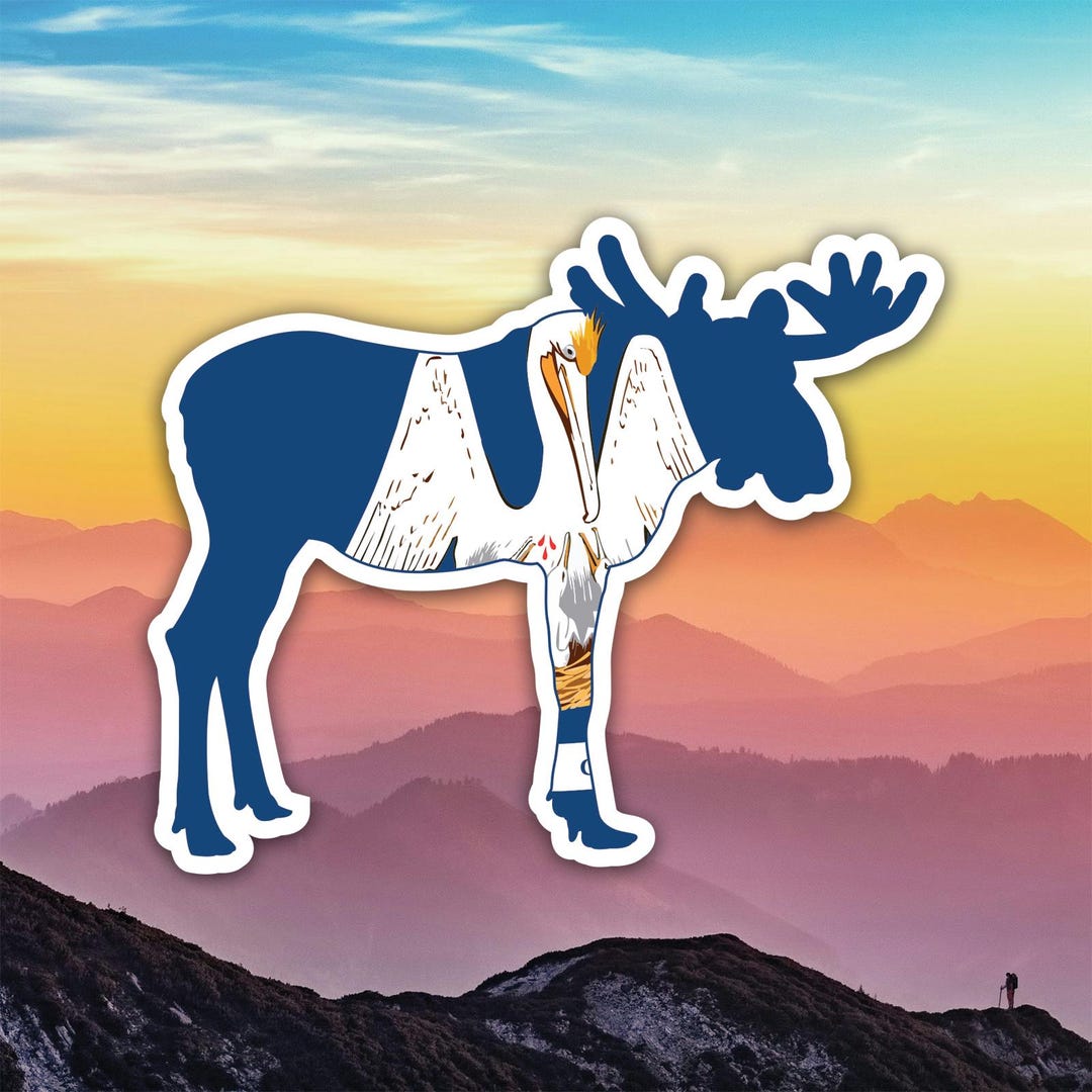 Louisiana Moose Shaped Flag Border Sticker Decal / Die Cut / Many Sizes ...