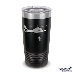 MH-65 w/ Rescue Swimmer Tumbler / 20 or 30 oz / Choose Color / Polar Camel / Vacuum Insulated / sar search and rescue pararescue / DD-0095