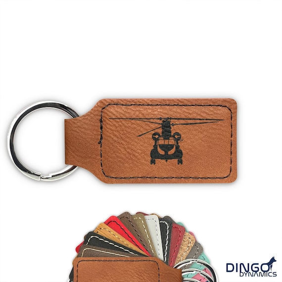 CH-47 Chinook Keychain / Rectangle Leatherette / Laser Engraved