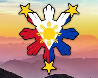Sticker soleil philippin avec drapeau philippin / Die Cut / Plusieurs tailles / Résistant aux intempéries / Fabriqué aux États-Unis