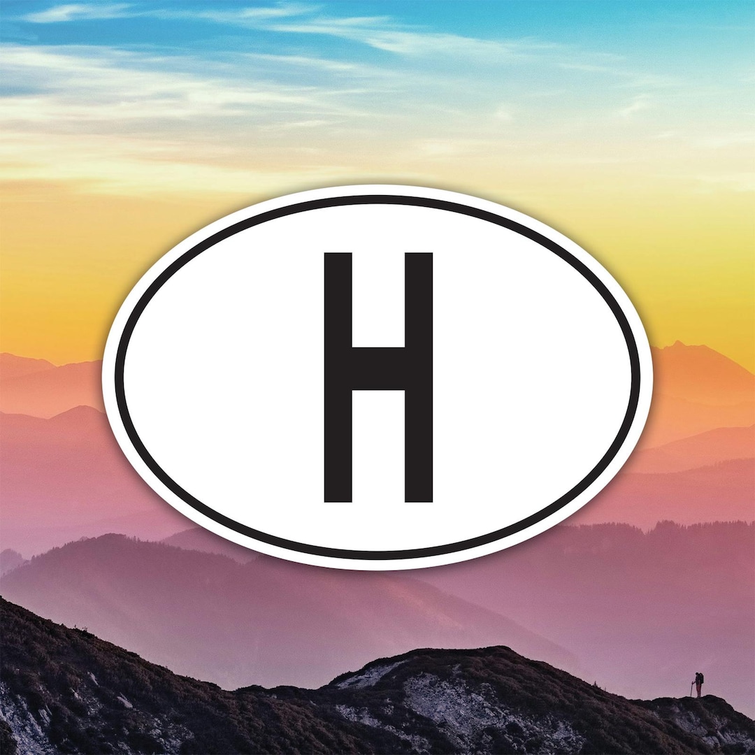 H Hungary Country Code Euro Oval Sticker Decal / Die Cut / Many Sizes ...