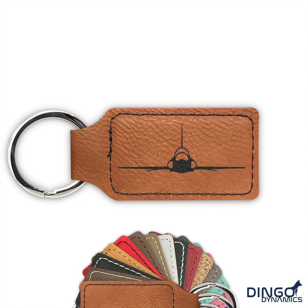 T-38 Talon Keychain / Rectangle Leatherette / Laser Engraved