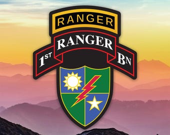 1st Ranger BN with 75th Ranger Regiment Insignia Sticker Decal / Die Cut / Many Sizes / Weatherproof / Made in USA