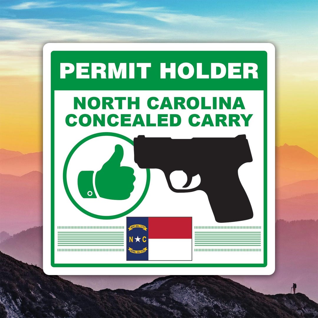 North Carolina Concealed Carry Permit Holder CCW Sticker Decal / Die ...