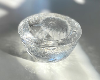 Kosta Boda Royal Krona Ciotola in vetro artistico pesante degli anni '60 Matt Jonasson Svezia Arredamento scandinavo vintage