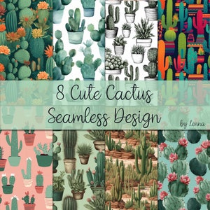 Conception sans couture de papier numérique Cactus mignon
