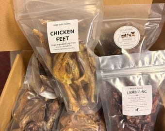 Mystery Dog Treat Box | Natural Dog Chews & Treats | Venison Lamb Goat Dog Treat Bundle | Single Ingredient Farm Dog Treats