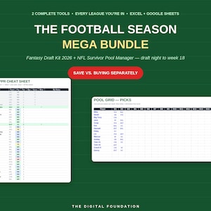Fantasy Football Draft Kit & Survivor Pool Manager (Excel, Google Sheets) image 1