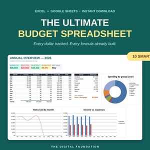Ultimat budgetark | Excel, Google Sheets, skuldbetalning, räkningsspårning (digital nedladdning) bild 1