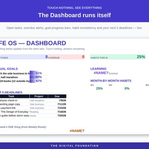 Life OS Planner Spreadsheet | Goals, Habits, Tasks (Excel, Google Sheets) image 2