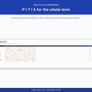 Carnet de notes et agenda de l'enseignant 2026-2027 | Notes pondérées, présence, leçons (Excel/Sheets) image 4