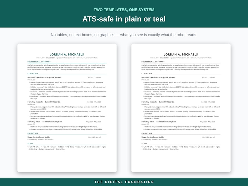 ATS-optimiertes Lebenslauf-Vorlagenpaket | Word, Google Docs, Anschreiben, Interviewleitfaden Bild 3