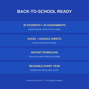 Carnet de notes et agenda de l'enseignant 2026-2027 | Notes pondérées, présence, leçons (Excel/Sheets) image 7