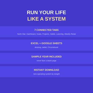 Life OS Planner Spreadsheet | Goals, Habits, Tasks (Excel, Google Sheets) image 5