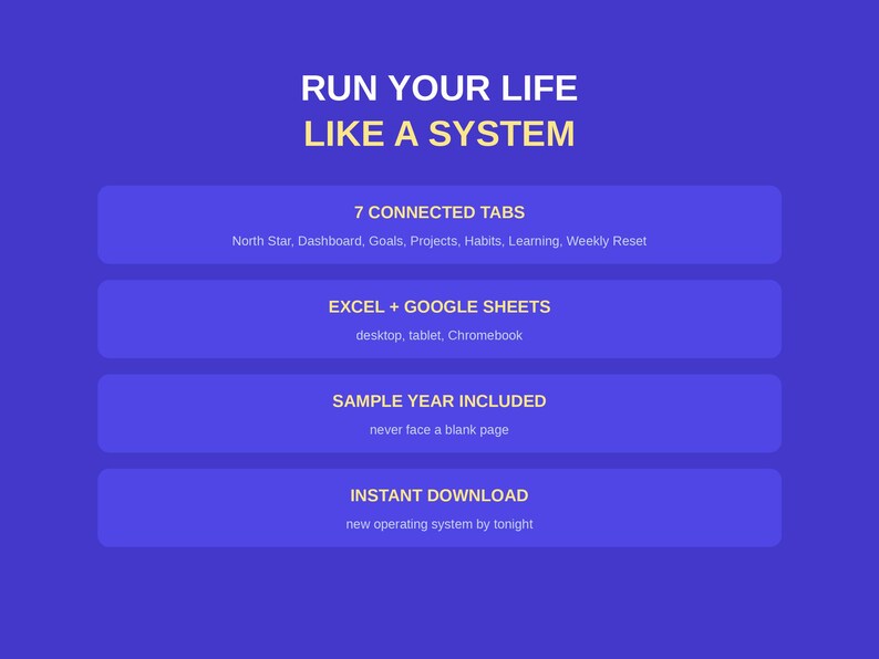 Life OS Planner Spreadsheet | Goals, Habits, Tasks (Excel, Google Sheets) image 5