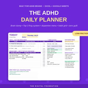 ADHDデイリープランナー｜思考整理、習慣トラッカー、ドーパミンメニュー（デジタルダウンロード） 画像 1