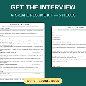 ATS-optimiertes Lebenslauf-Vorlagenpaket | Word, Google Docs, Anschreiben, Interviewleitfaden Bild 1