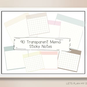 Transparente Memo Planner Aufkleber, digitale Planner Sticky Notes, Goodnotes Elements, digitale Notizen, funktionale PNG digitale Aufkleber