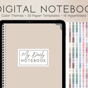 Digital Notebook, GoodNotes Notebook, Notebook with tabs, Portrait  Minimalist Digital Journal, Digital Hyperlinked Minimal Cornell Notebook