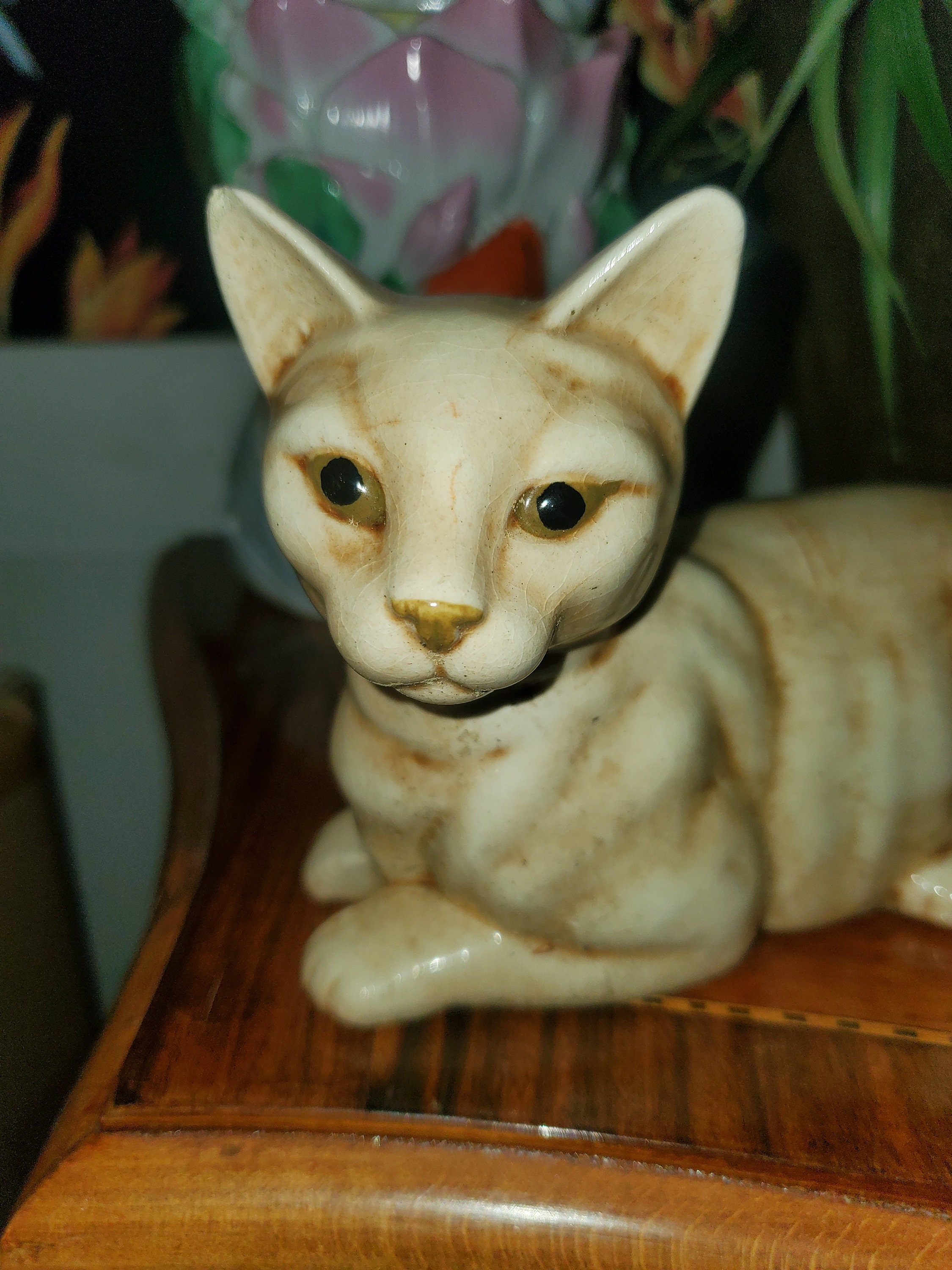 ビンテージ Norleans製 Big eye Cat置物 陶器 シャム猫 ねこ