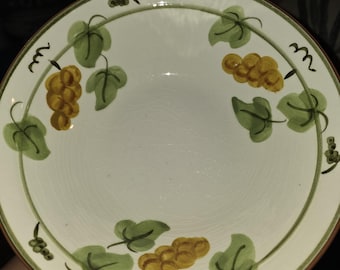 Ensemble de 4 bols à soupe/pâtes Stangl, motif raisin doré, 20 cm, peints à la main