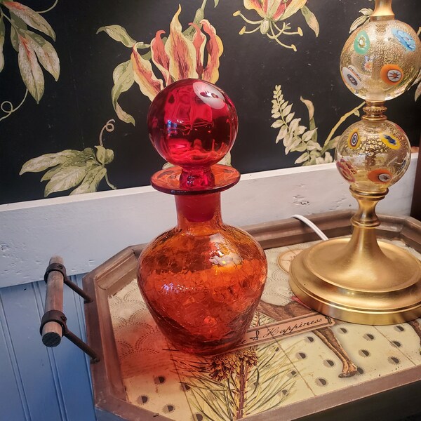 Red Glass Decanter Etsy