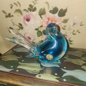 Murano Art Glass Blue Dove, Love Bird Sculpture, Blue Pigeon &quot;MARKED&quot;