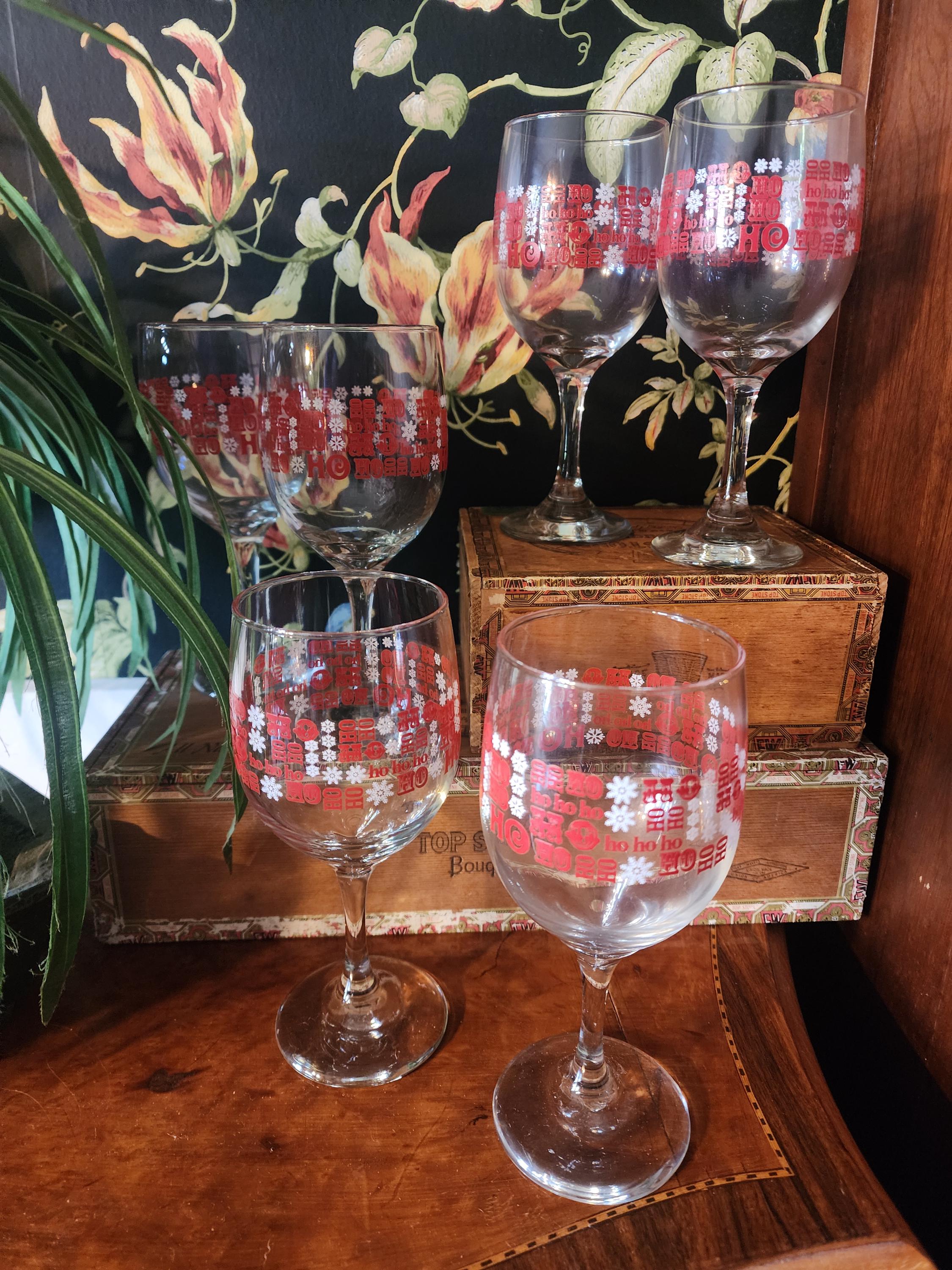Verres à Vin Noël Décoratifs Peints Main - Verres Pied Festifs Pour Fêtes Mariage Et Réveillon