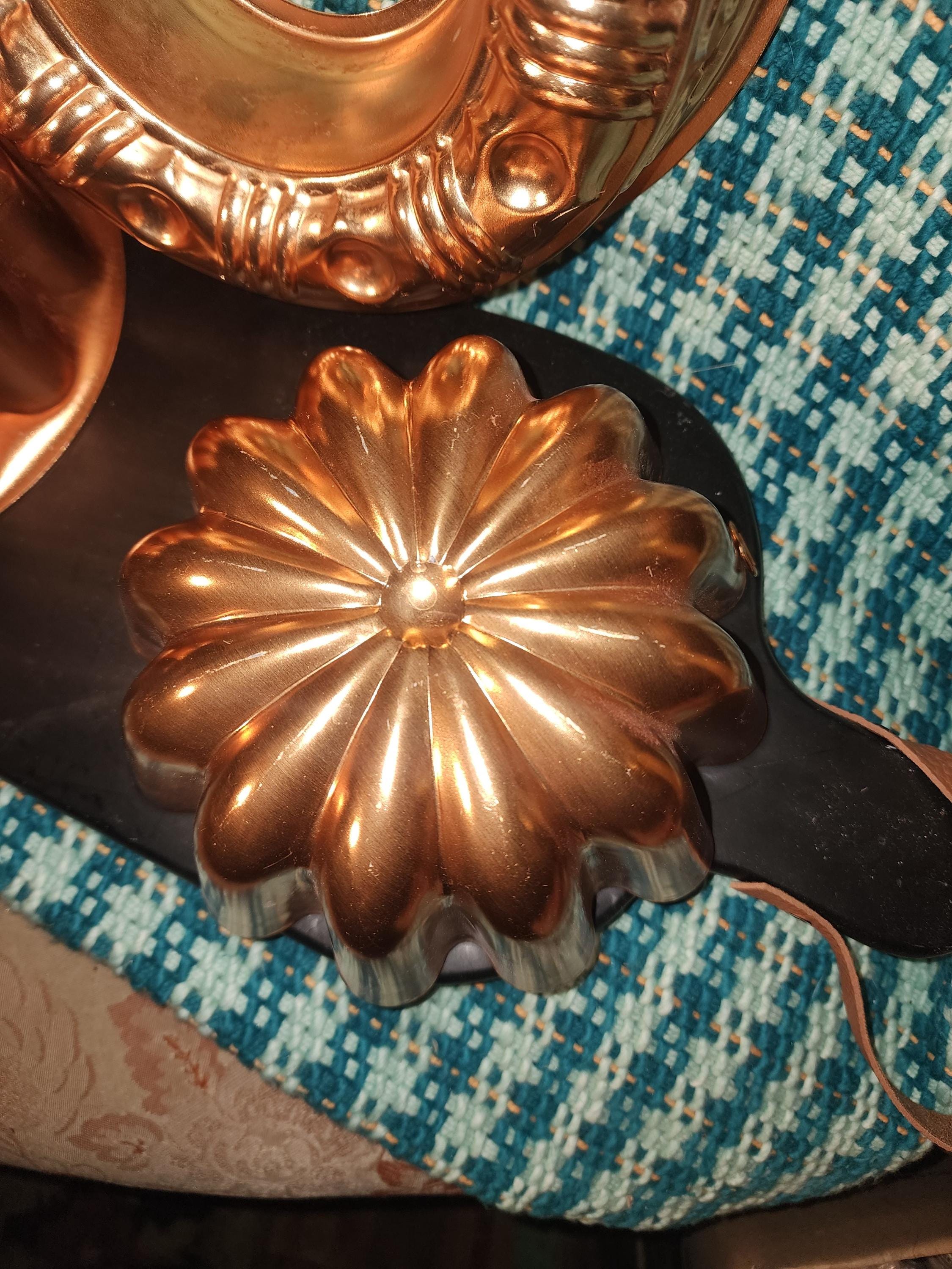 Vintage Retro Copper Jello Mold Fluted 6 1/2