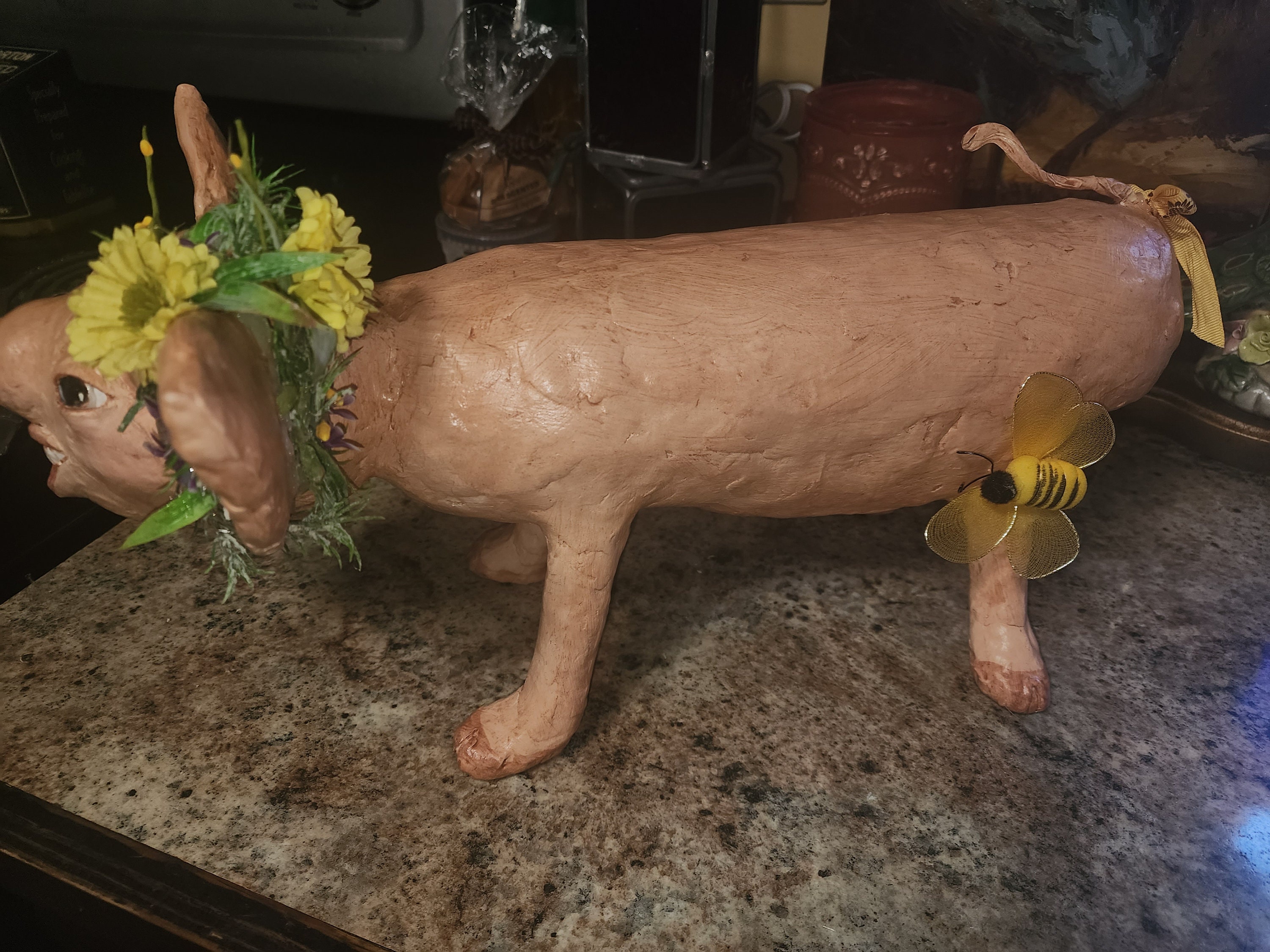 Vintage Paper Mache Pig Sculpture: Whimsical Human Teeth Art - Etsy