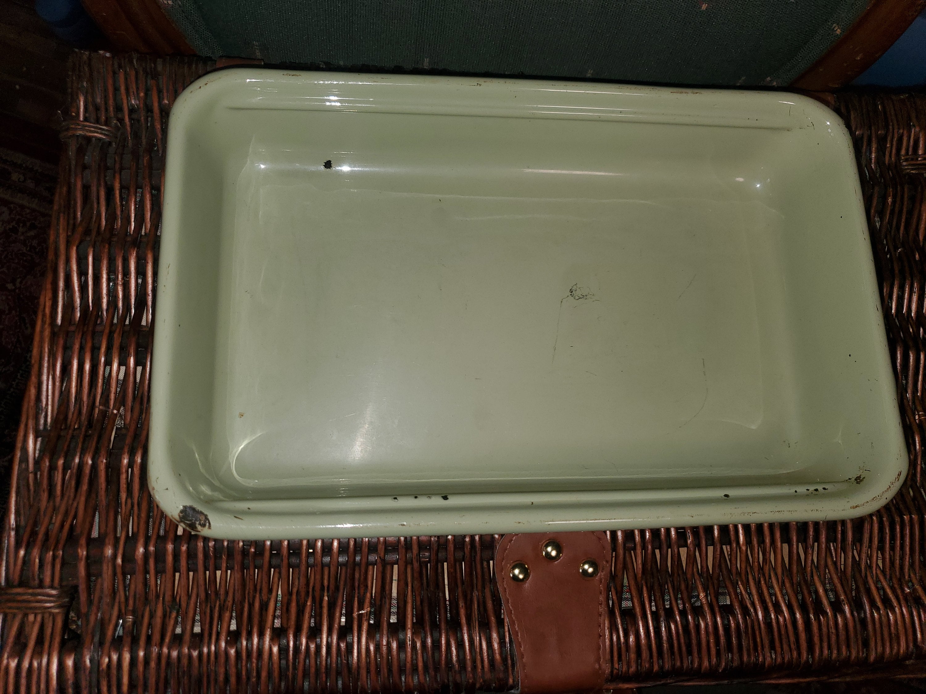 Vintage Enamel Refrigerator PAN Light Olive Green - Etsy