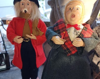 Vintage 1970s Handmade Christmas Carolers, Set of 2