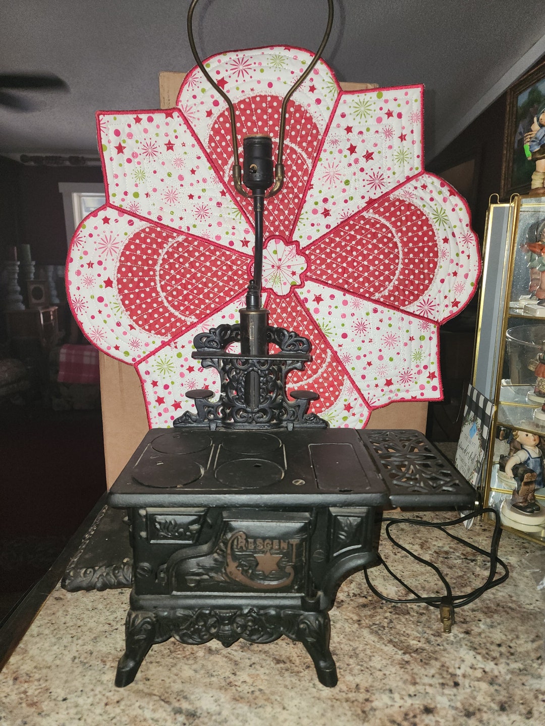 Vintage Cast Irom Stove LAMP 1930 Minature Cast Iron Stove Lamp