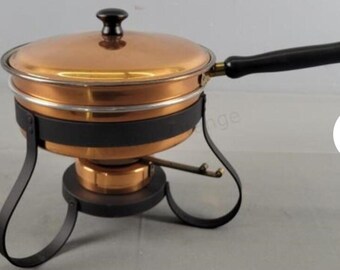 Vintage copper chafing dish stand fondue pot