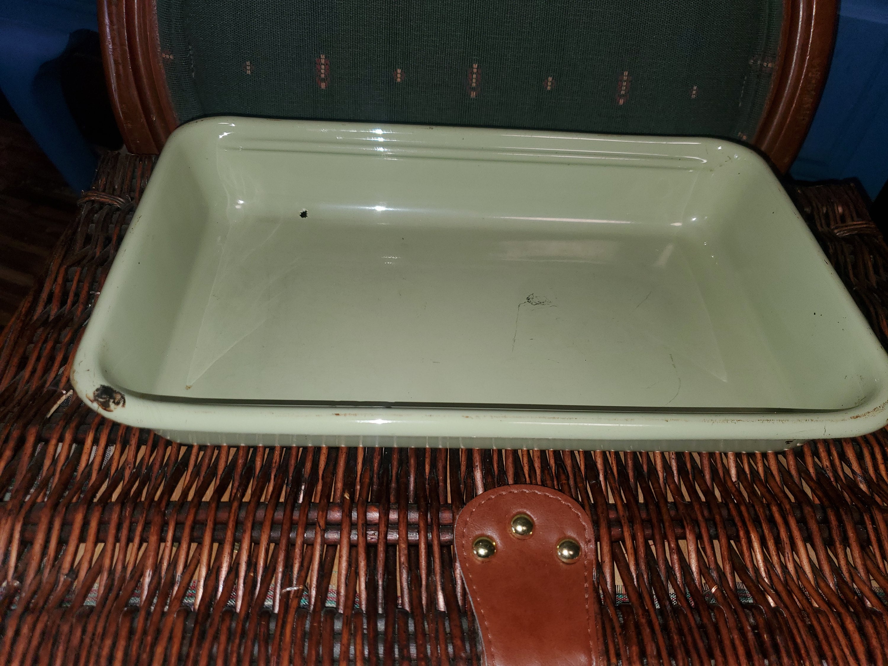 Vintage Enamel Refrigerator PAN Light Olive Green - Etsy
