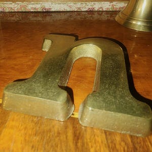 Vintage Solid Brass Letter &quot;n&quot; Alphabet Initial Wall Decor Paperweight