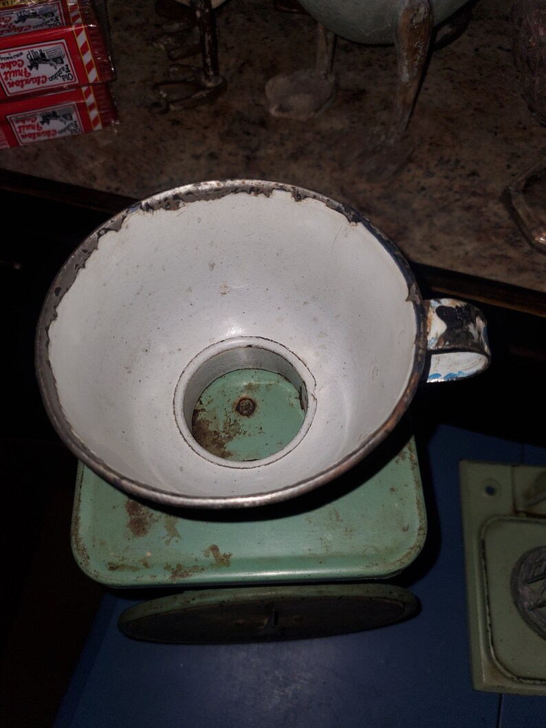 Rustic Blue and White Spatterware Enamel Funnel/farmhouse Kitchen ...