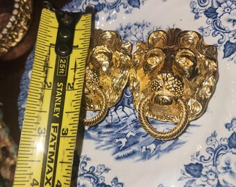 Vintage 1974 Mimi Di N Gold Lions Door Knocker Belt Buckle  display picture 3