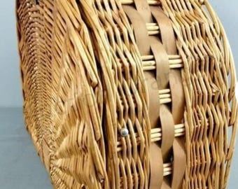 ヴィンテージ籐製ピクニックバスケット 半月型 18x14x8インチ - Etsy 日本